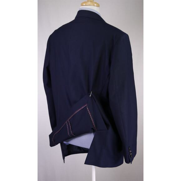 TM Lewin Navy Blue Woven Patch Pocket Wool Blazer Jacket 50R - Picture 7 of 10